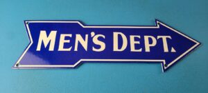 Vintage Mens Department Porcelain Sign Directional Arrow Porcelain Pump Sign 305869898750