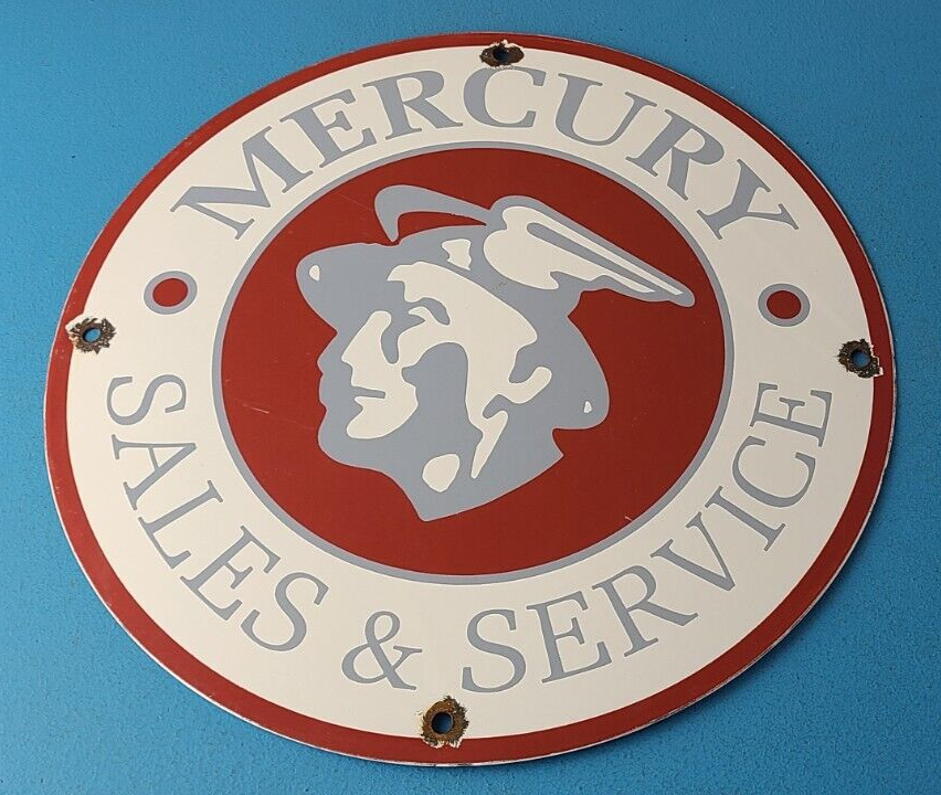 Vintage Mercury Automobiles Porcelain Sales Service Dealer Garage Gas Pump Sign 305859172330