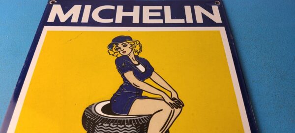 Vintage Michelin Tires Sign Gas Oil Pump Chevron Service Sign 305786733680 12