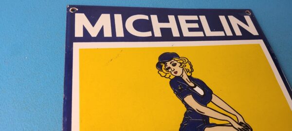 Vintage Michelin Tires Sign Gas Oil Pump Chevron Service Sign 305786733680 4