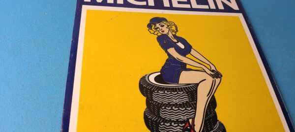 Vintage Michelin Tires Sign Gas Oil Pump Chevron Service Sign 305786733680 5