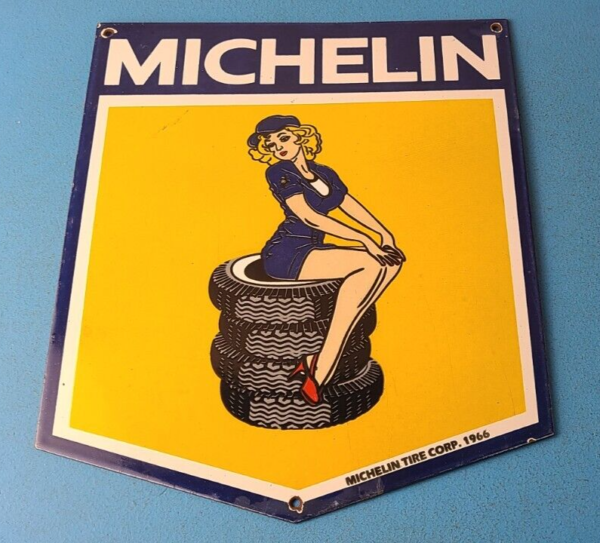 Vintage Michelin Tires Sign Gas Oil Pump Chevron Service Sign 305786733680