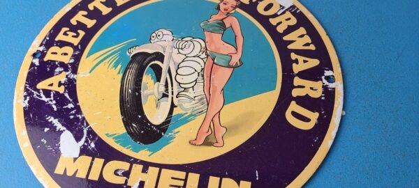 Vintage Michelin Tires Sign Gas Oil Pump Plate Garage Motorcycle Service Sign 305778793980 11