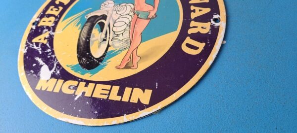 Vintage Michelin Tires Sign Gas Oil Pump Plate Garage Motorcycle Service Sign 305778793980 9