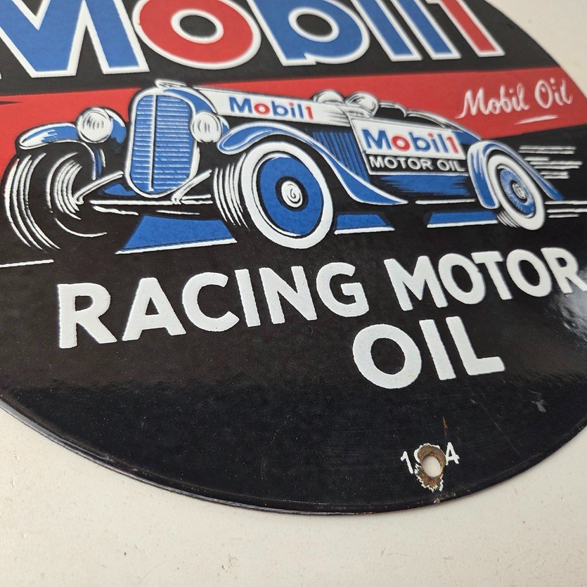 Vintage Mobil Racing Motor Oil Sign - Gasoline Pump Advertising Porcelain Sign - Image 11