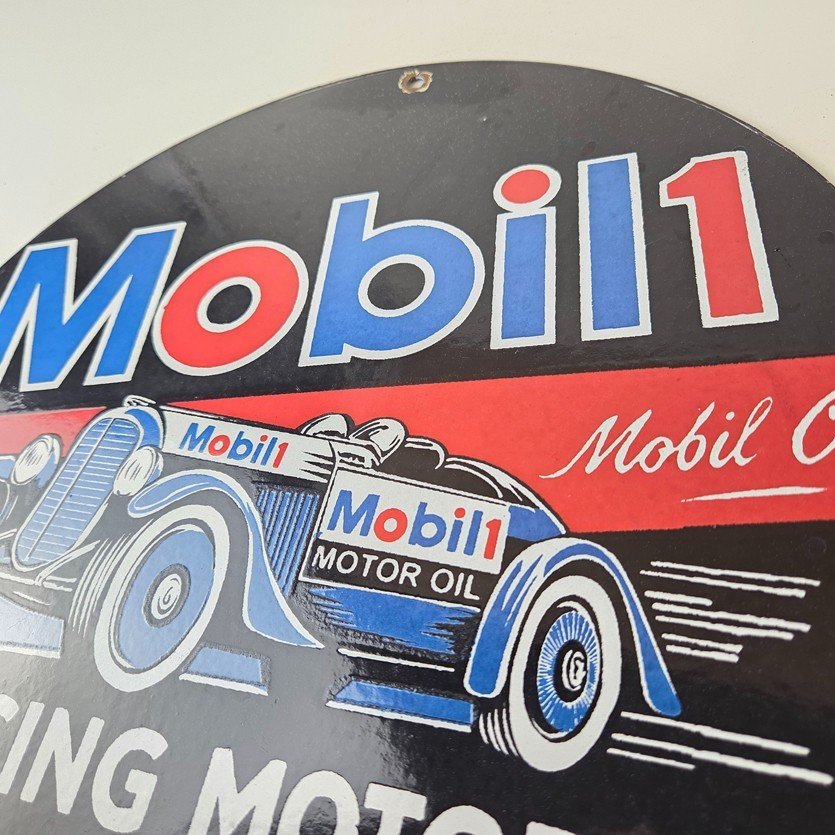 Vintage Mobil Racing Motor Oil Sign - Gasoline Pump Advertising Porcelain Sign - Image 12