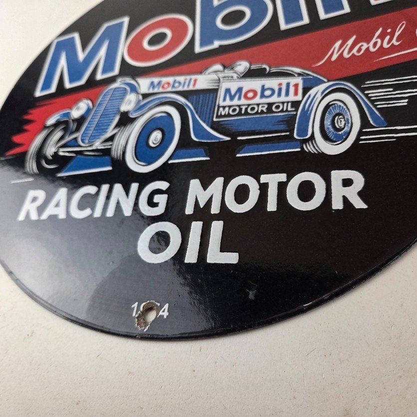Vintage Mobil Racing Motor Oil Sign - Gasoline Pump Advertising Porcelain Sign - Image 14
