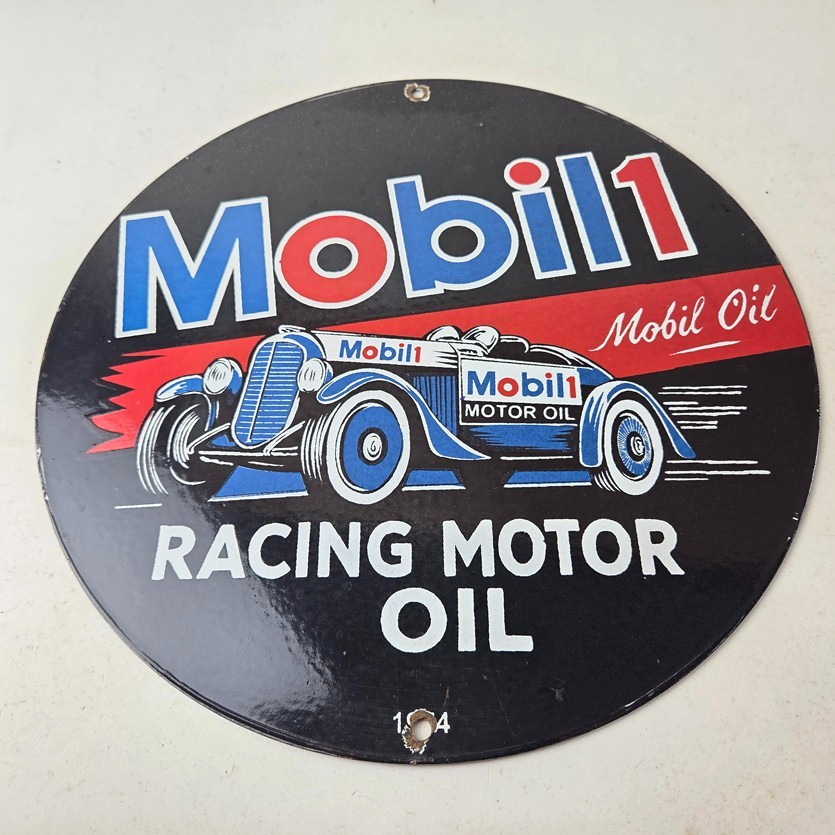 Vintage Mobil Racing Motor Oil Sign - Gasoline Pump Advertising Porcelain Sign - Image 15