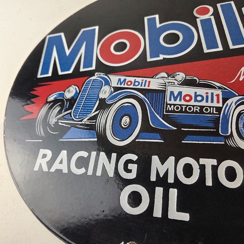 Vintage Mobil Racing Motor Oil Sign - Gasoline Pump Advertising Porcelain Sign - Image 4