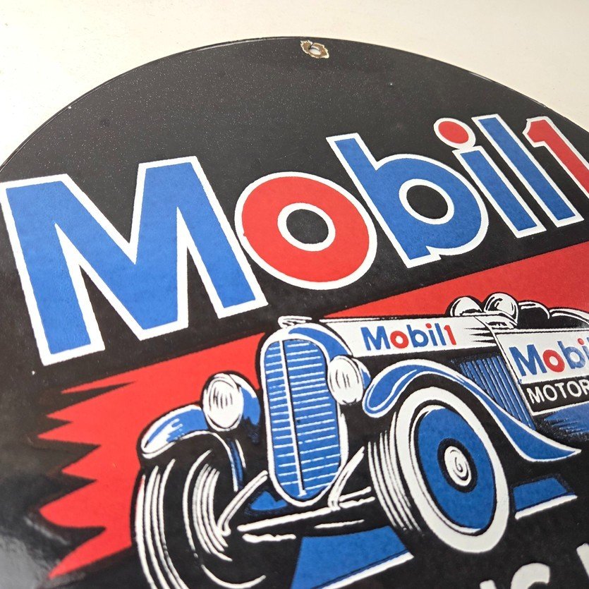 Vintage Mobil Racing Motor Oil Sign - Gasoline Pump Advertising Porcelain Sign - Image 5