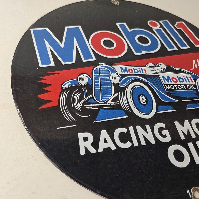 Vintage Mobil Racing Motor Oil Sign - Gasoline Pump Advertising Porcelain Sign - Image 6