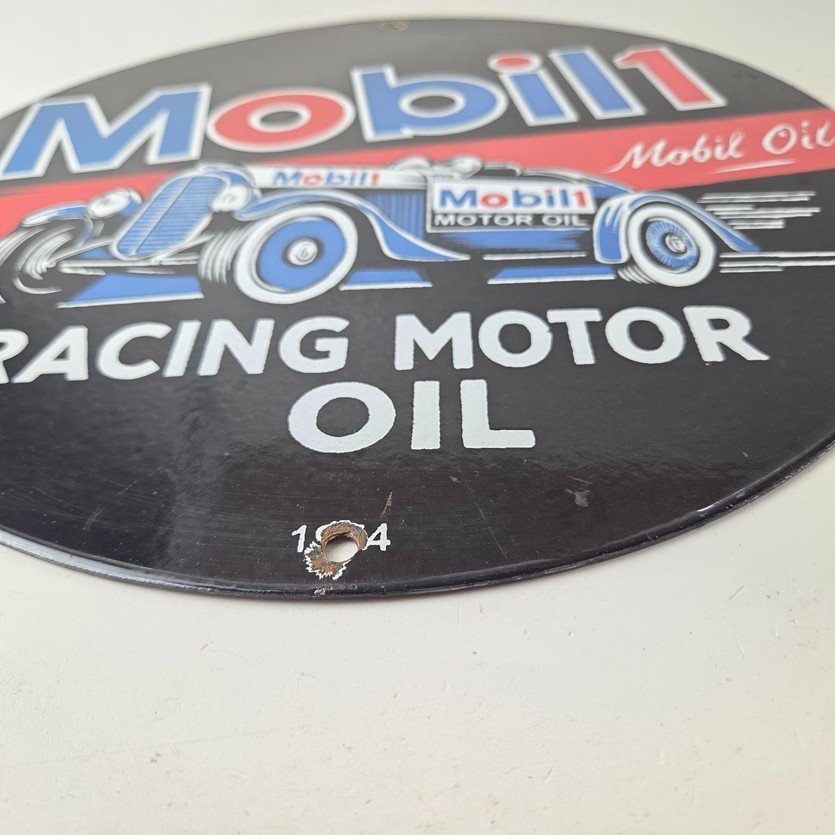 Vintage Mobil Racing Motor Oil Sign - Gasoline Pump Advertising Porcelain Sign - Image 10
