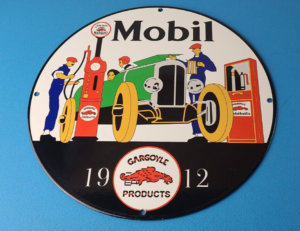 Vintage Mobil Sign Gargoyle Mobilgas Can Bucket Gas Oil Filling Porcelain Sign 305902995380