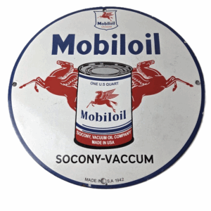 Vintage Mobil Sign - Pegasus Mobiloil Socony Gas Oil Pump Service Porcelain Sign