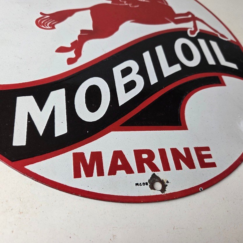 Vintage Mobiloil Porcelain Sign - Marine Pegasus Oil Advertising Sign - Image 11