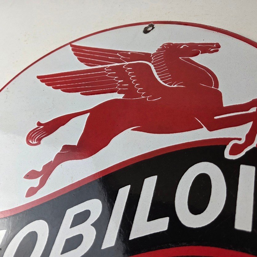 Vintage Mobiloil Porcelain Sign - Marine Pegasus Oil Advertising Sign - Image 12