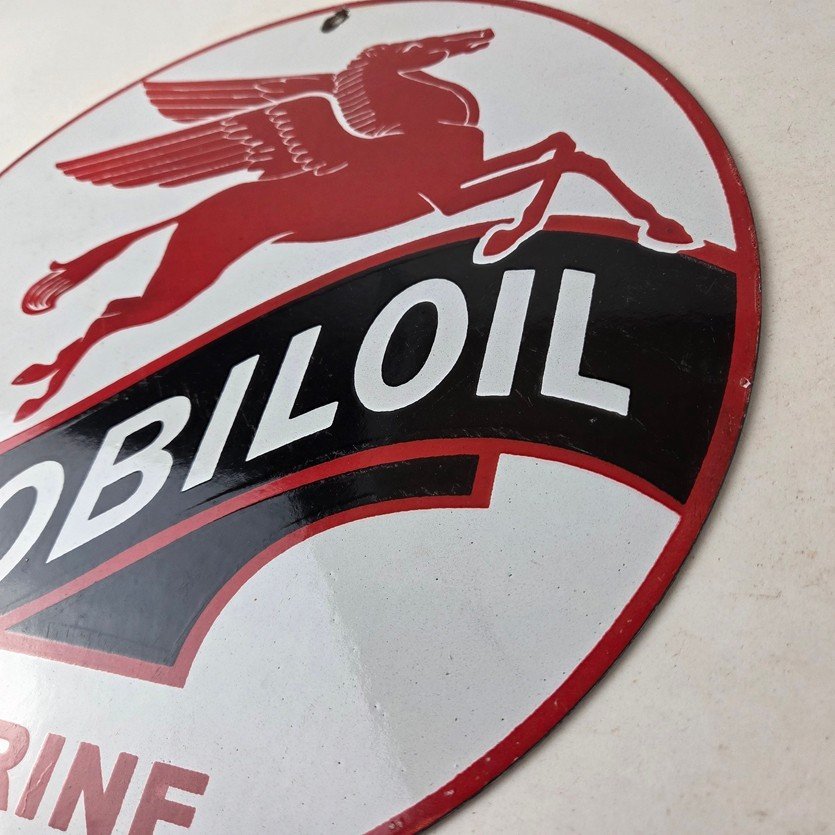 Vintage Mobiloil Porcelain Sign - Marine Pegasus Oil Advertising Sign - Image 13
