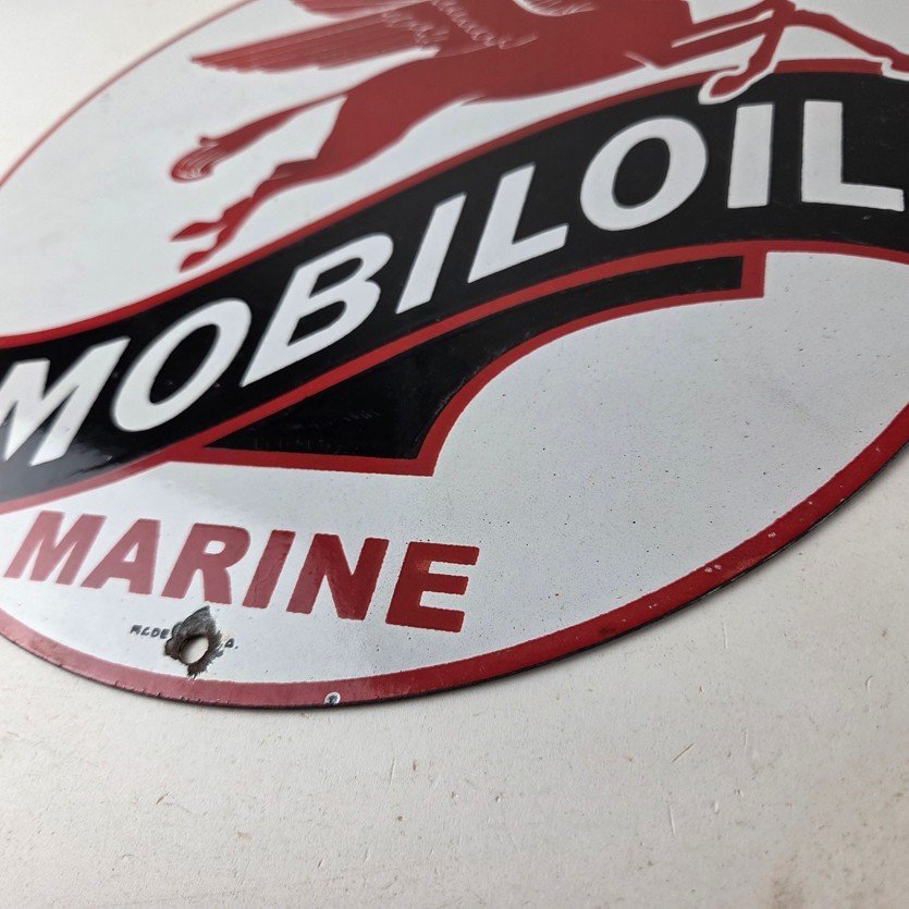 Vintage Mobiloil Porcelain Sign - Marine Pegasus Oil Advertising Sign - Image 14