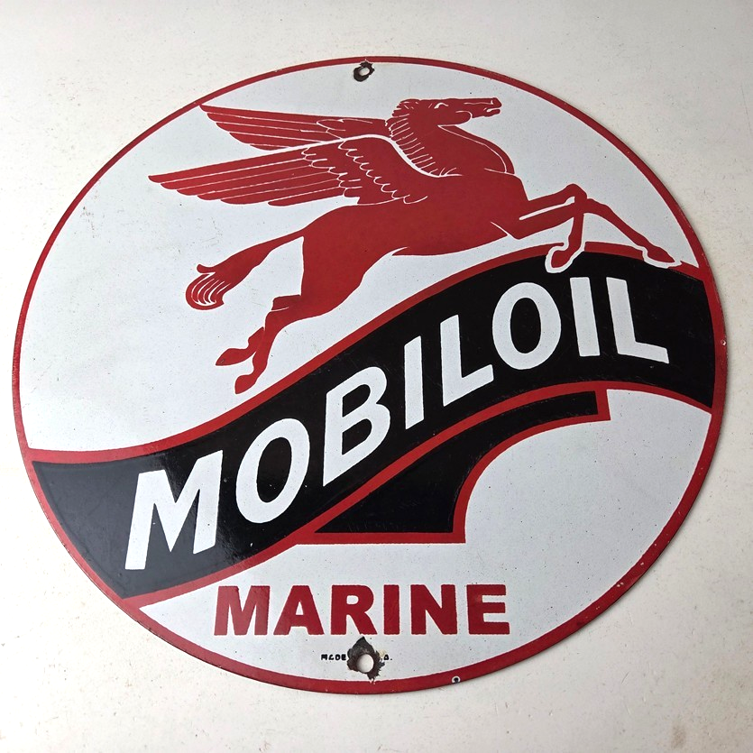 Vintage Mobiloil Porcelain Sign - Marine Pegasus Oil Advertising Sign - Image 15