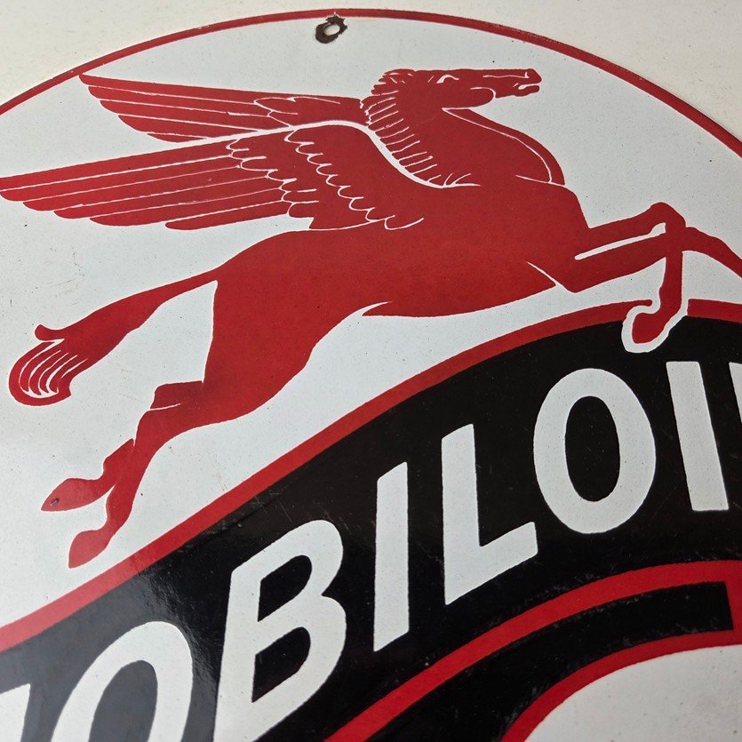 Vintage Mobiloil Porcelain Sign - Marine Pegasus Oil Advertising Sign - Image 3