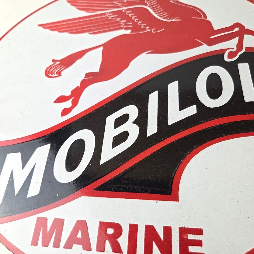 Vintage Mobiloil Porcelain Sign - Marine Pegasus Oil Advertising Sign - Image 4