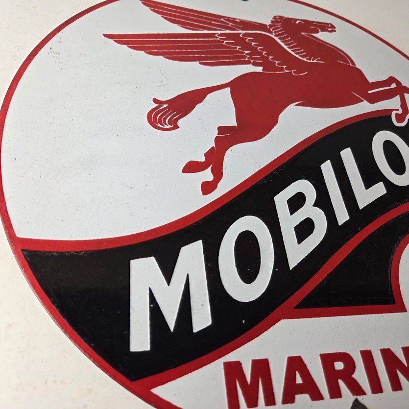 Vintage Mobiloil Porcelain Sign - Marine Pegasus Oil Advertising Sign - Image 6