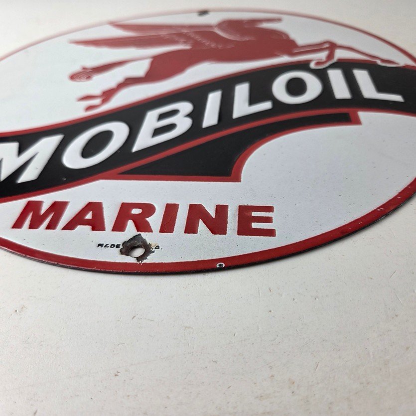 Vintage Mobiloil Porcelain Sign - Marine Pegasus Oil Advertising Sign - Image 10