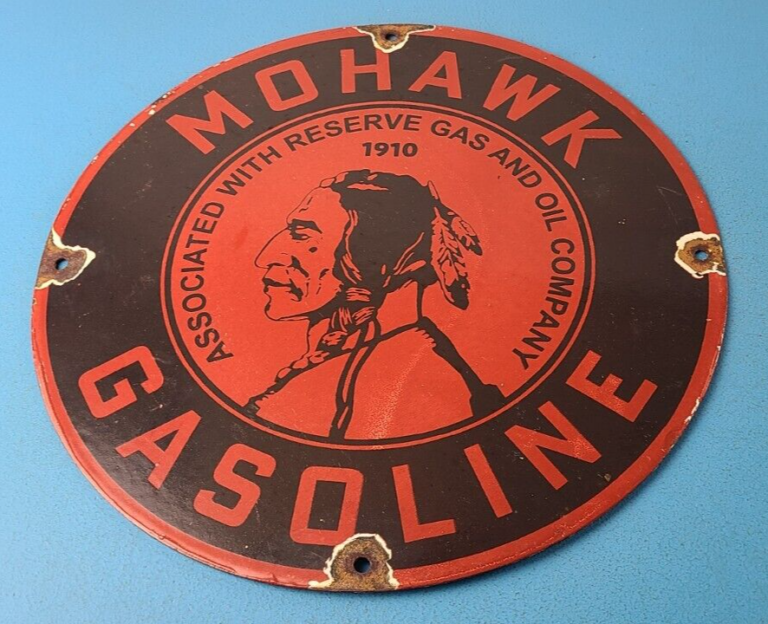 Vintage Mohawk Gasoline Sign Goose Air Pump Gas Oil Porcelain Service Sign 306072959570