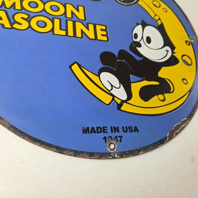 Vintage Moon Eyes Sign - Speed Equipment Felix the Cat Porcelain Gas Pump Sign - Image 11