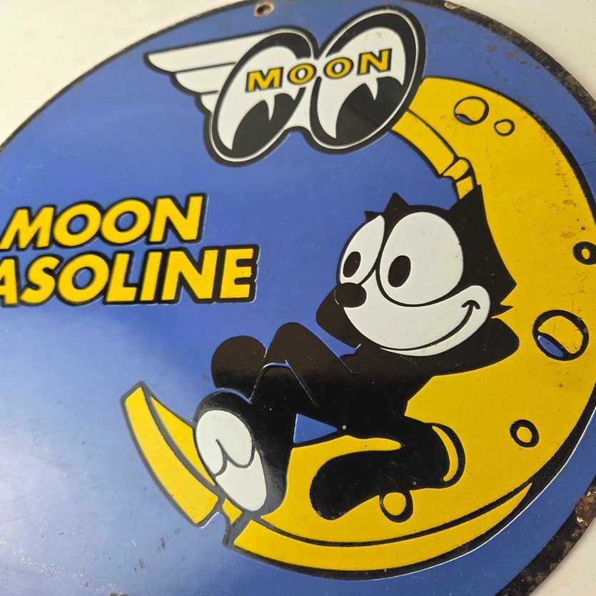Vintage Moon Eyes Sign - Speed Equipment Felix the Cat Porcelain Gas Pump Sign - Image 4