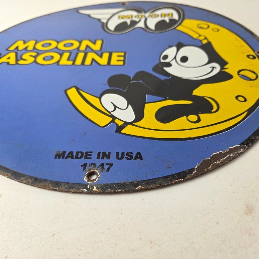 Vintage Moon Eyes Sign - Speed Equipment Felix the Cat Porcelain Gas Pump Sign - Image 10