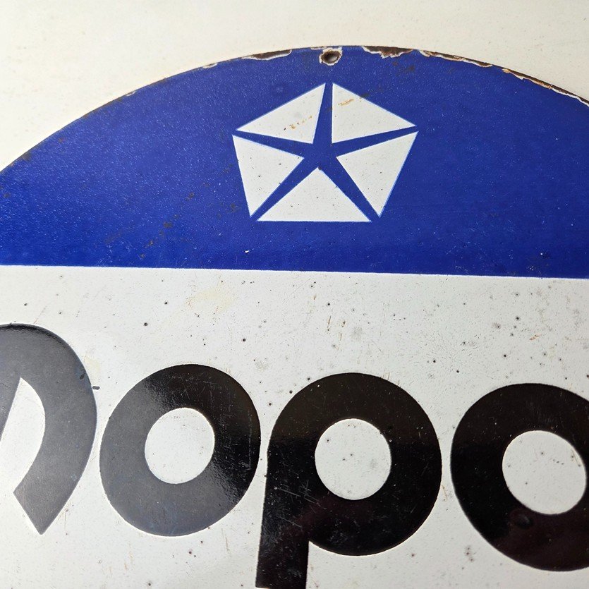 Vintage Mopar Chrysler Porcelain Sign - Automobile Plymouth Gas Pump Ad Sign - Image 3