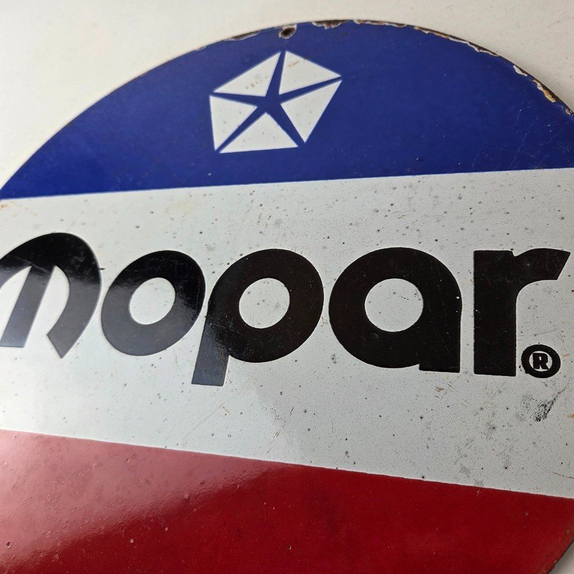 Vintage Mopar Chrysler Porcelain Sign - Automobile Plymouth Gas Pump Ad Sign - Image 4
