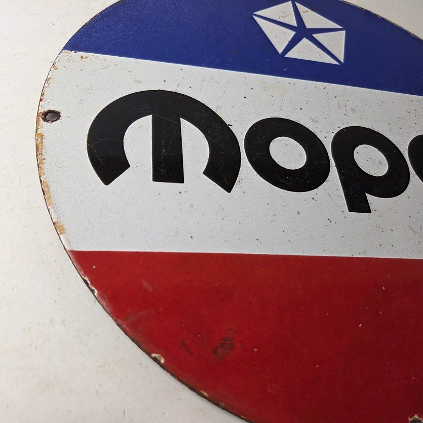 Vintage Mopar Chrysler Porcelain Sign - Automobile Plymouth Gas Pump Ad Sign - Image 6