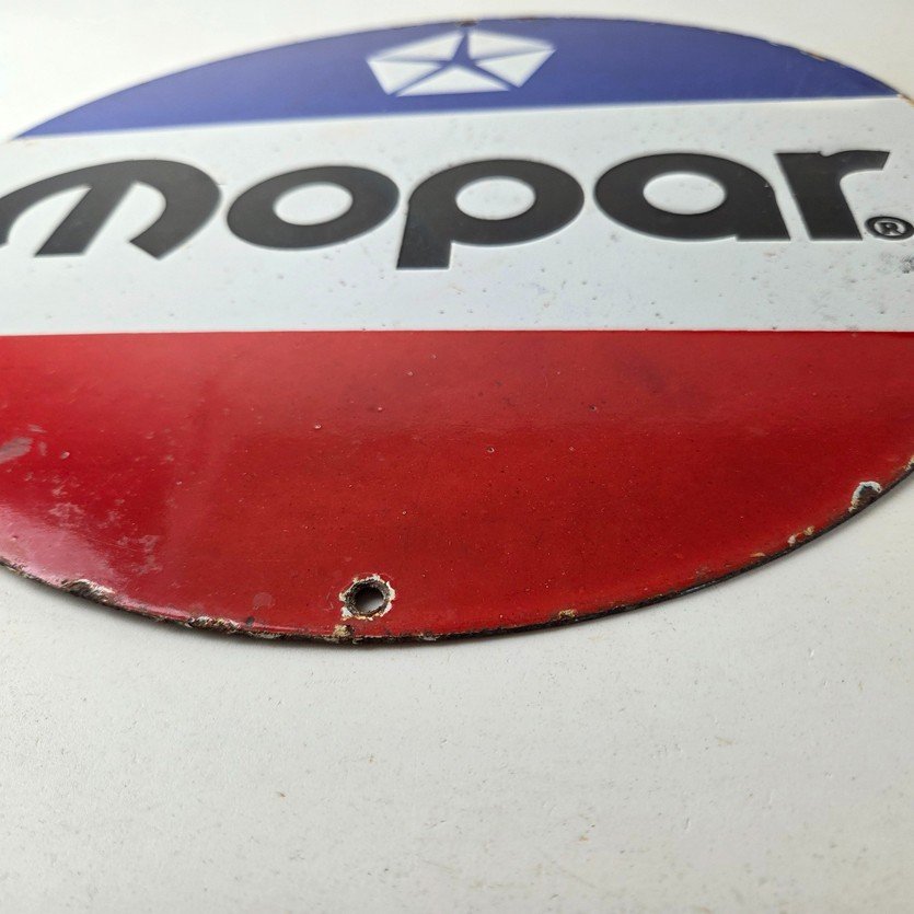 Vintage Mopar Chrysler Porcelain Sign - Automobile Plymouth Gas Pump Ad Sign - Image 10