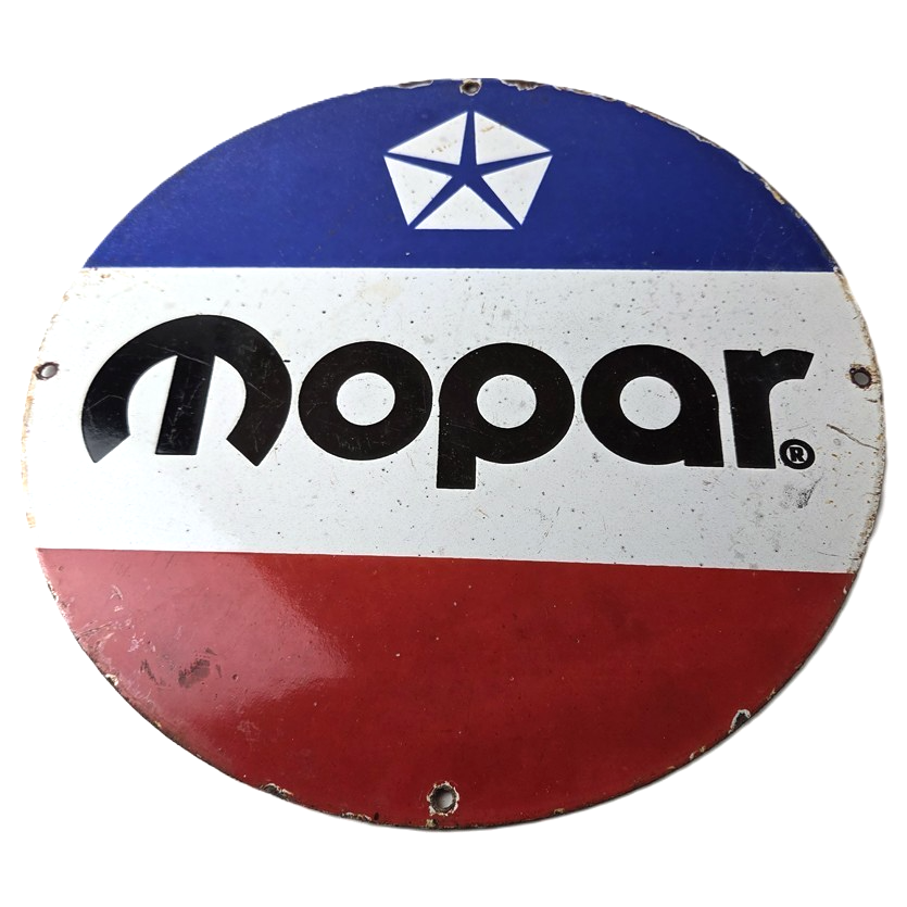 Vintage Mopar Chrysler Porcelain Sign - Automobile Plymouth Gas Pump Ad Sign