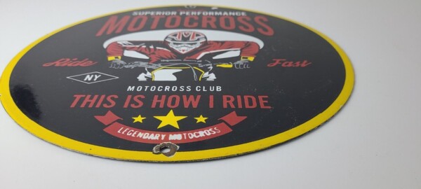 Vintage Motocross Motorcycle Club Sign - Dirt Biker Gas Pump Porcelain Sign - Image 11