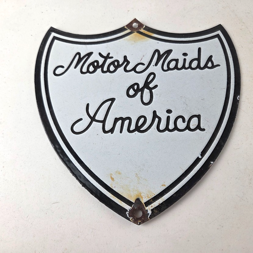 Vintage Motor Maids of America Porcelain Sign - Women's Motorcycle Club Sign - Image 15