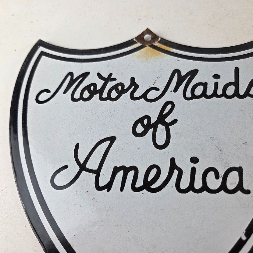 Vintage Motor Maids of America Porcelain Sign - Women's Motorcycle Club Sign - Image 3
