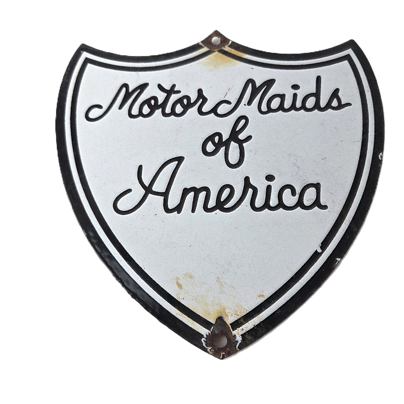 Vintage Motor Maids of America Porcelain Sign - Women's Motorcycle Club Sign