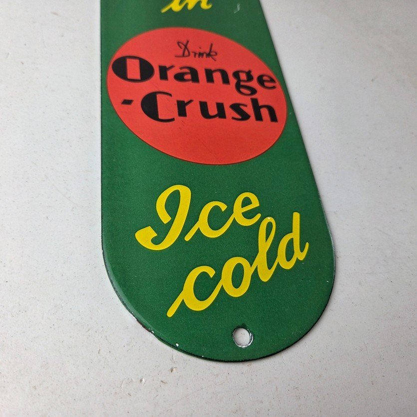 Vintage Orange Crush Sign - Drink Ice Cold Porcelain Come In Gas Pump Soda Sign - Image 11