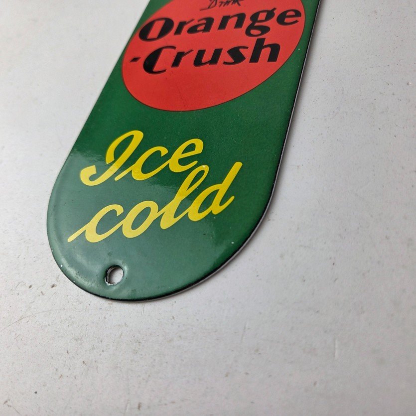 Vintage Orange Crush Sign - Drink Ice Cold Porcelain Come In Gas Pump Soda Sign - Image 14