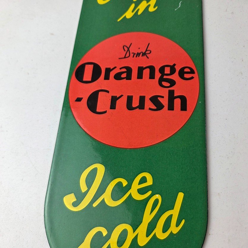 Vintage Orange Crush Sign - Drink Ice Cold Porcelain Come In Gas Pump Soda Sign - Image 4