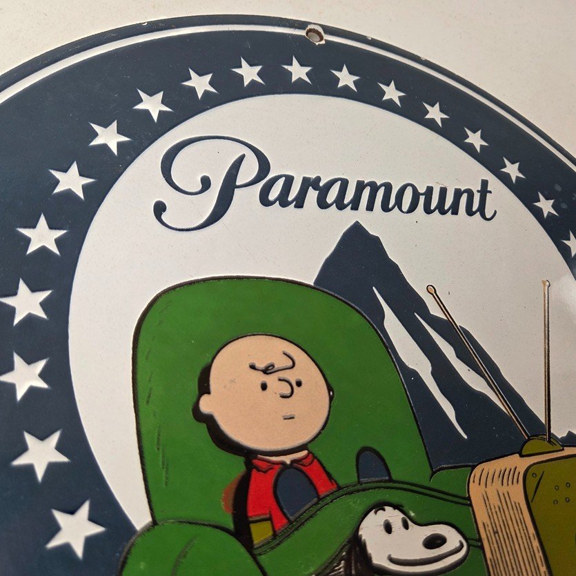 Vintage Paramount Television Sign - TV Snoopy Porcelain Gas Sign - Image 5