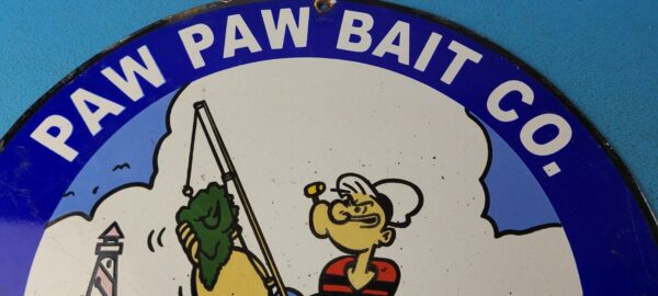Vintage Paw Paw Bait Sign Popeye Fishing Sign Gas Service Pump Plate Sign 305370530370 12