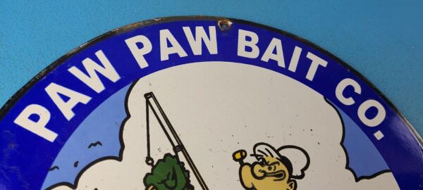 Vintage Paw Paw Bait Sign Popeye Fishing Sign Gas Service Pump Plate Sign 305370530370 4