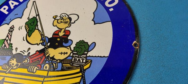 Vintage Paw Paw Bait Sign Popeye Fishing Sign Gas Service Pump Plate Sign 305370530370 8