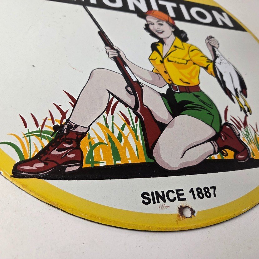 Vintage Peters Ammunition Sign - Firearm Rifles Shotguns Gas Pump Porcelain Sign - Image 11