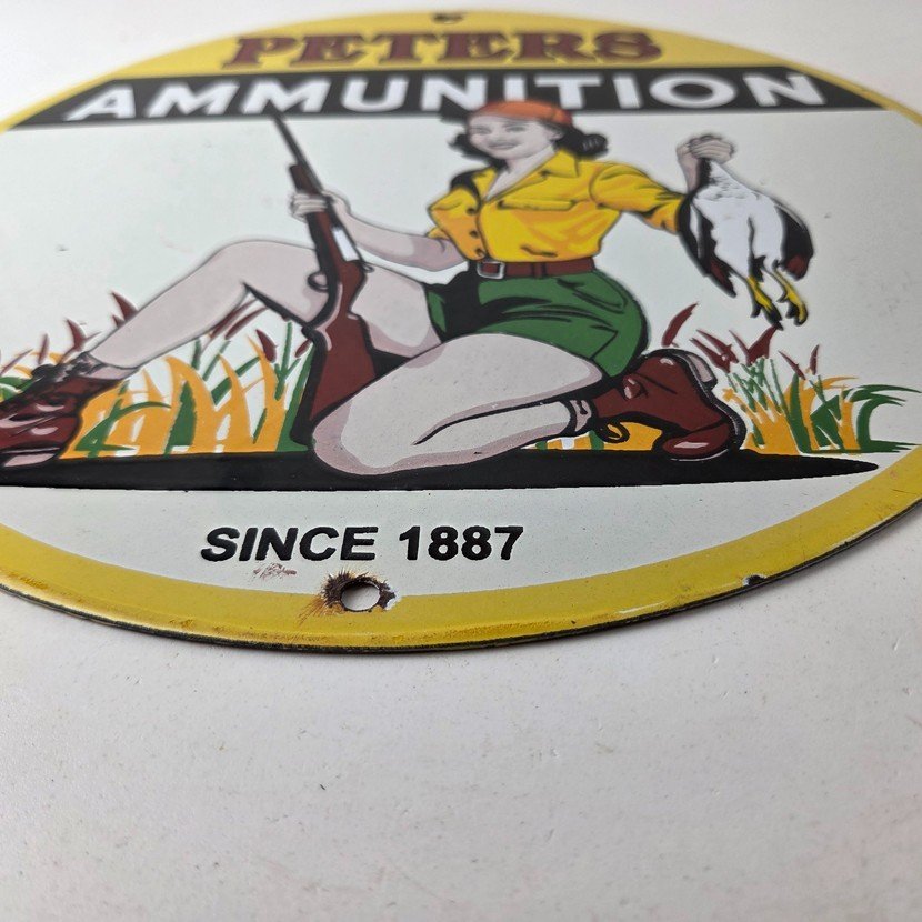 Vintage Peters Ammunition Sign - Firearm Rifles Shotguns Gas Pump Porcelain Sign - Image 10