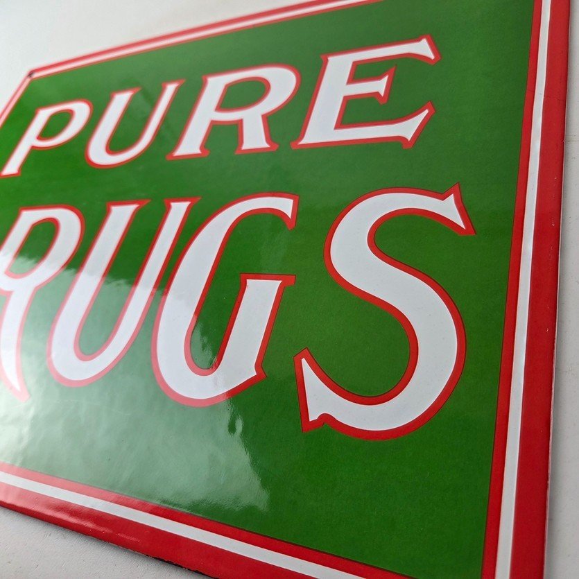 Vintage Pure Drugs Sign - Porcelain General Store Country Gas Oil Pump Sign - Image 13